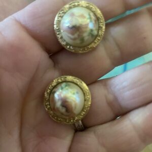 Elegant Gold-Toned Pearl Earrings